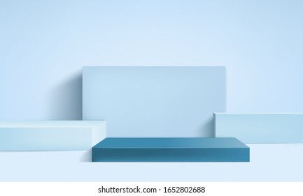 background vector 3d blue rendering with podium and minimal blue pastel wall scene, minimal abstract background 3d rendering abstract geometric shape blue pastel