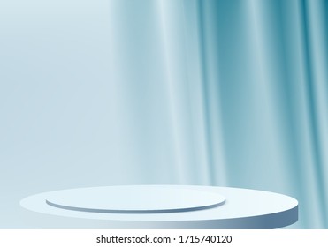 Background vector 3d blue rendering with podium and minimal blue wall scene, minimal abstract background 3d rendering abstract geometric shape blue podium. Stage for product in 3d abstract background