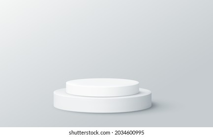 Background vector 3d blue rendering with podium and minimal cloud scene, minimal product display background 3d rendered geometric shape sky cloud blue pastel. Stage 3d render in cloud product platform