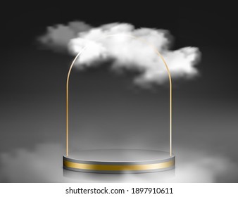 Background Vector 3d Dark Podium And Cloud White Scene, Minimal Abstract Background