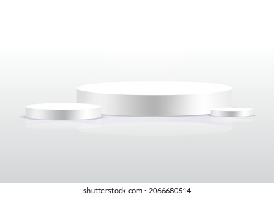 Background vector 3d gray render with podium white 3d and minimal white wall scene, minimal podium white background 3d rendering abstract stage gray. Stage render for product on white podium studio