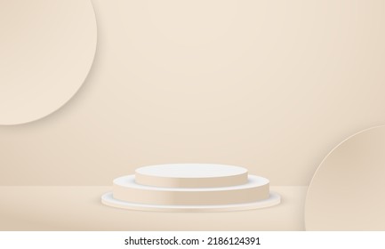 Background vector 3d pastel color round corner pedestal podium with stage product and wall scene. Minimal product background. Abstract stage geometric shape pastel color product display presentation.