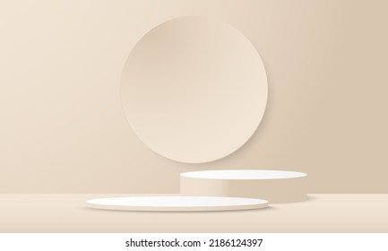 Background vector 3d pastel color round corner pedestal podium with stage product and wall scene. Minimal product background. Abstract stage geometric shape pastel color product display presentation.