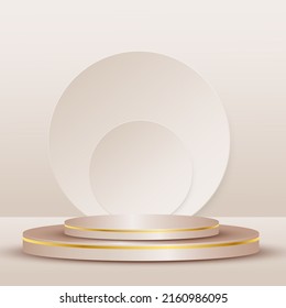 Background vector 3d pink and gold round podium and product pink 
and gold round cylinder scene, Product 2 circle display background 3d podium platform pink pastel. 