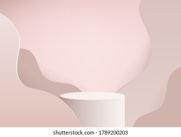 Background vector 3d pink rendering with podium and minimal pink wall scene, minimal abstract background 3d rendering abstract geometric shape pink pastel color. Stage for product on website in modern