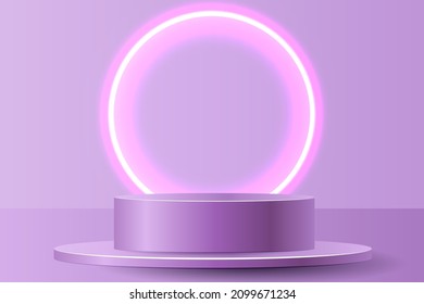 Hintergrund, Vektorgrafik 3D-Violett-Rendering mit Podium und Minimal-Violett-Szene