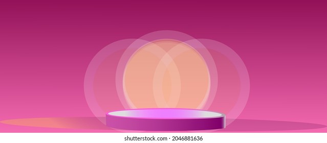 Background vector 3d render with pink podium and stage, minimal product display background 3d render geometric shape pastel. 3d render product platform