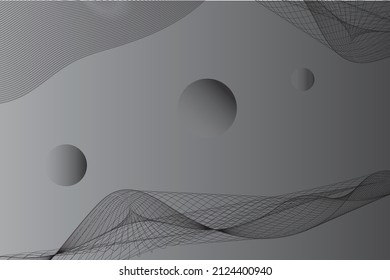 background vector : abstract background, curved line, circle, gray degradation