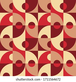 Background vector abstract design. Geometric seamless pattern in brown & beige colors. Decorative mosaic wallpaper. Vector illustration.