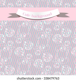 Background vector with beautiful roses on pink and blue