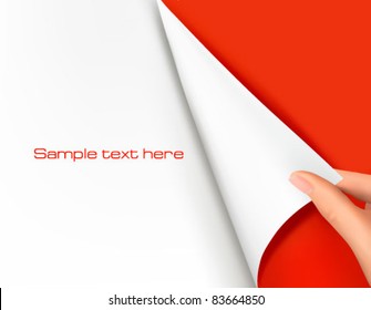 Background vector. Blank sheet of paper with hand.