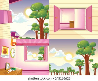 Background vector cartoon food land outdoor and animal element