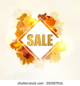Background Vector Colorful autumn leaves. Sale.