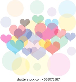 Background vector colorful mix of heart and bokeh.