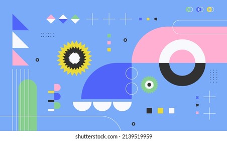 Background vector design with colorful flat geometric shapes