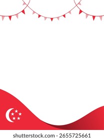 Diseño de fondo de Vector con el tema de la bandera de Singapur para fines de redes sociales, y otros
