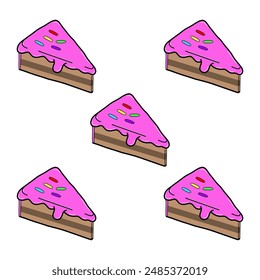 Background Vector design of a slice of birthday pink cake. piece of pink cake 