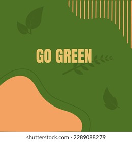 Background vector Earth day go green. Green background with leaf and abstract pattern good design for banner or poster