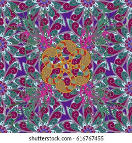 Background. Vector ethnic mandalas, doodle background circles.
