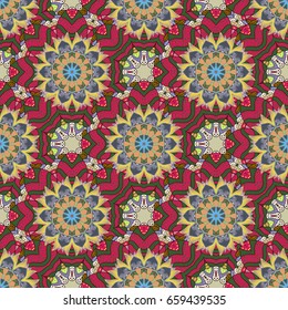Background. Vector ethnic mandalas, doodle background circles.