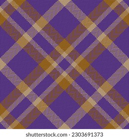 Hintergrund, Vektorgrafik. Nahtlose Texturprüfung. Textil-Tartan-Plaid-Muster in orangen und violetten Farben.