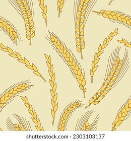 Background Vector flat illustration wheat pattern set banner template