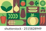 Background vector geometric healthy food fruits vegetables menu packaging