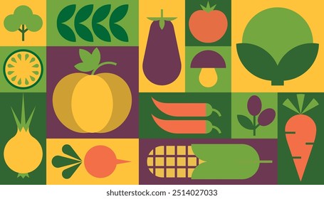 Background vector geometric healthy food fruits vegetables menu packaging