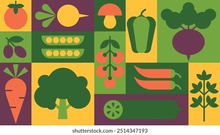 Background vector geometric healthy food fruits vegetables menu packaging