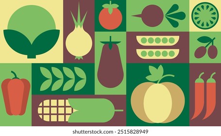 Background vector geometric healthy food fruits vegetables menu packaging