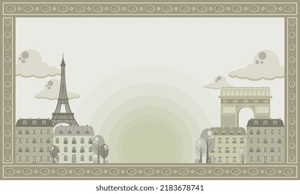 Background vector graphic of the beautiful scenery of France with cute natural style. This background fits for merchandise, flyer, sticker, etc.