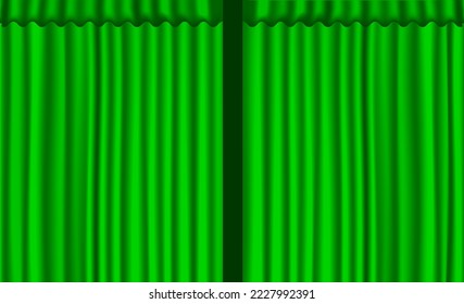 Estilo de cortina verde vectorial de fondo.