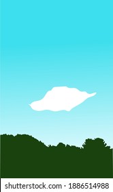 vector de fondo de árboles verdes y cielo azul con nubes