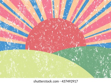 background vector grunge wall with painting.