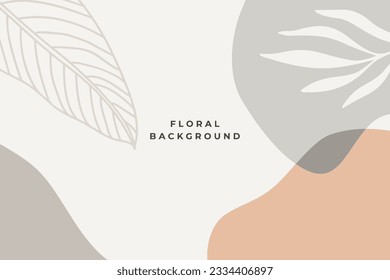 Background Vector Hand Drawn Floral and Leaves Soft Color
