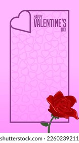 Background vector, heart shapes for Valentine’s Day, with illustration flower, good design for your card, brochure or banner