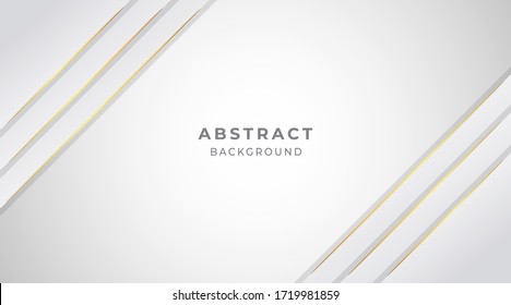 Background vector illustration. Abstract geometric luxury white and gray color with gold curve background. For banner, business card, brochure, graphic template.