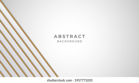 Background vector illustration. Abstract geometric luxury white and gray color with gold curve background. For banner, business card, brochure, graphic template.