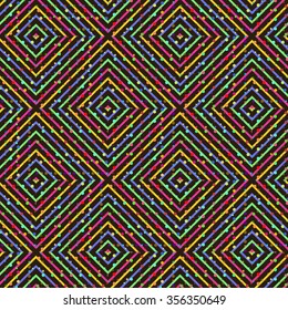Background vector illustration Abstract seamless pattern of colored lines with circles.