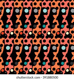 Background vector illustration abstract seamless pattern of colored circles and ovals.