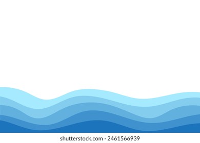 Ilustración vectorial de fondo de las capas azules de las olas del océano