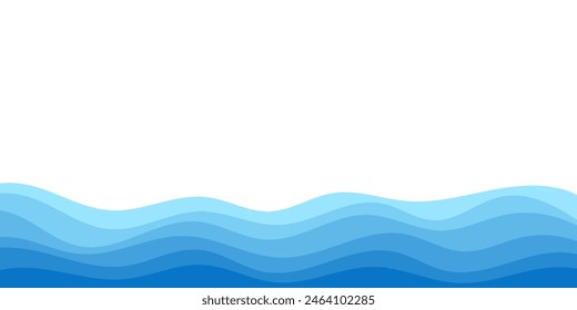 Ilustración vectorial de fondo de las capas azules de las olas del océano