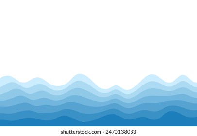 Ilustración vectorial de fondo de las capas azules de las olas del océano