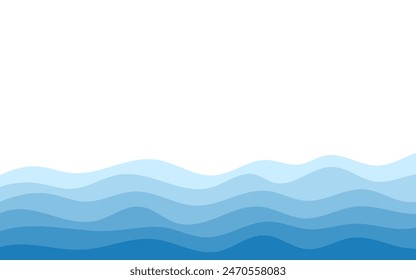 Ilustración vectorial de fondo de las capas azules de las olas del océano