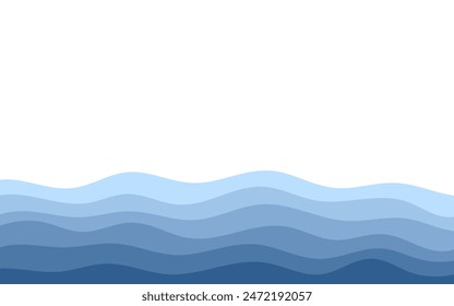 Ilustración vectorial de fondo de las capas azules de las olas del océano