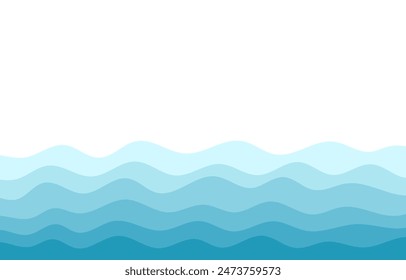 Ilustración vectorial de fondo de las capas azules de las olas del océano