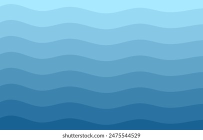 Ilustración vectorial de fondo de las capas azules de las olas del océano