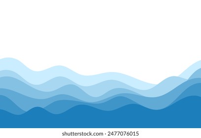 Ilustración vectorial de fondo de las capas azules de las olas del océano