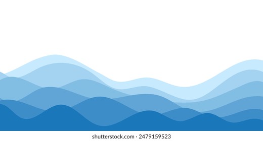 Ilustración vectorial de fondo de las capas azules de las olas del océano