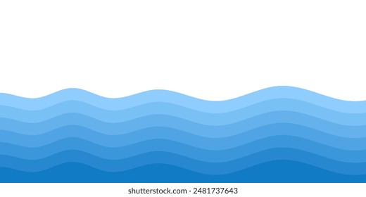 Ilustración vectorial de fondo de la capa azul de la onda del océano